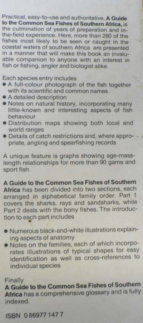 A guide to the common sea fishes fishes of Southern Africa by Rudy vd Elst