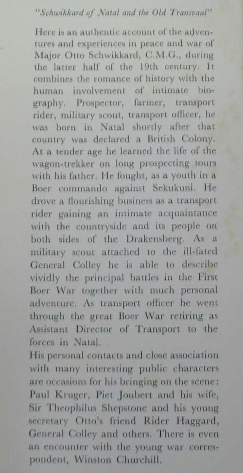 Schwikkard of Natal and old Transvaal by Cecil Cowley(very interesting)