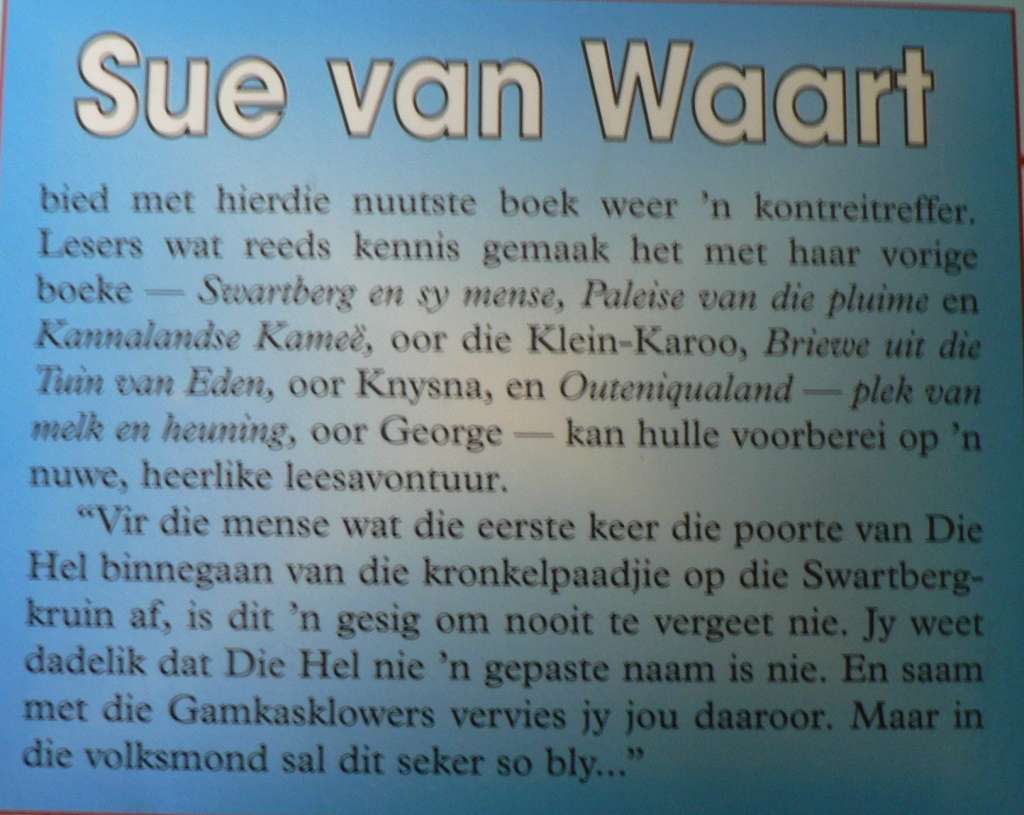 Die Hel, vallei van die leeus deur Sue van Waart(Gamkaskloof)