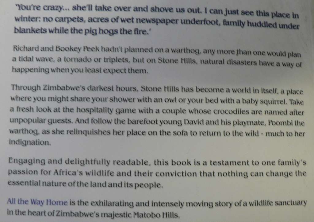 All the way home by Bookey Peek (stories from an African wildlife sanctuary/Rhodesia)