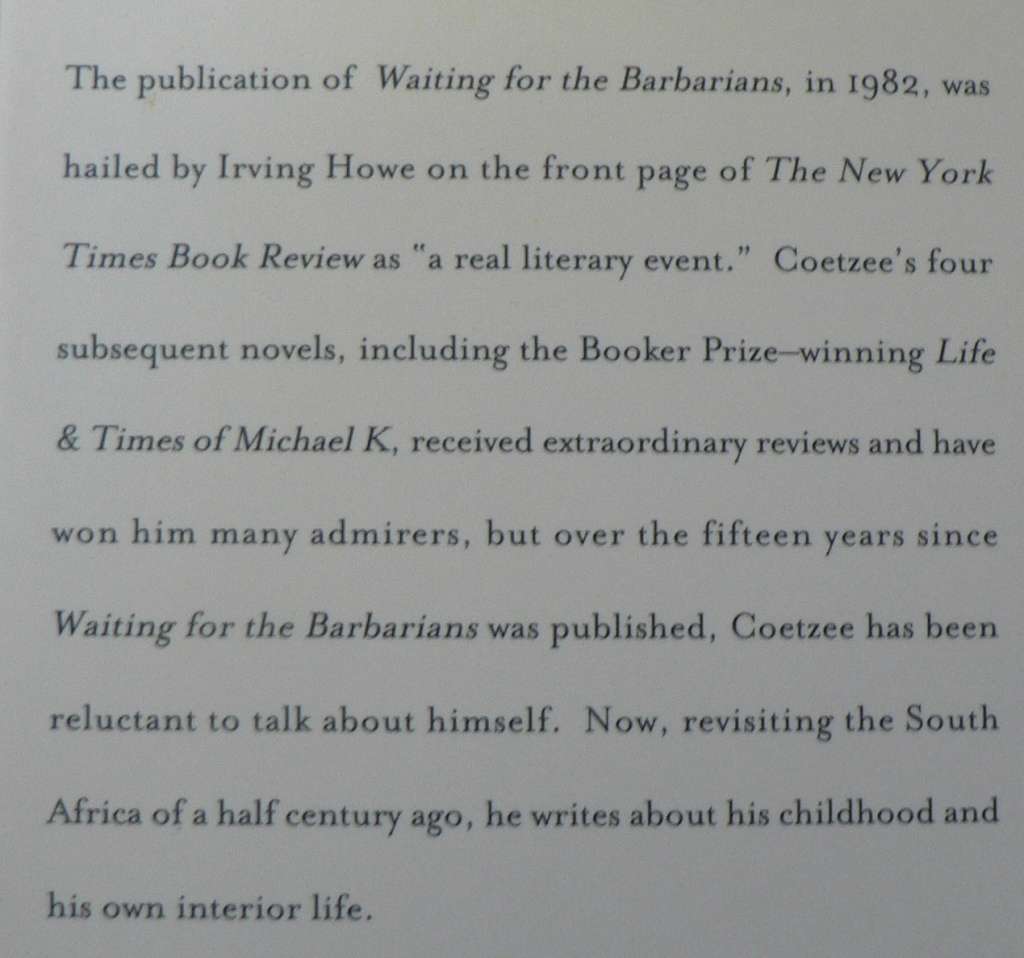 Boyhood by J.M. Coetzee (nice hardcover)