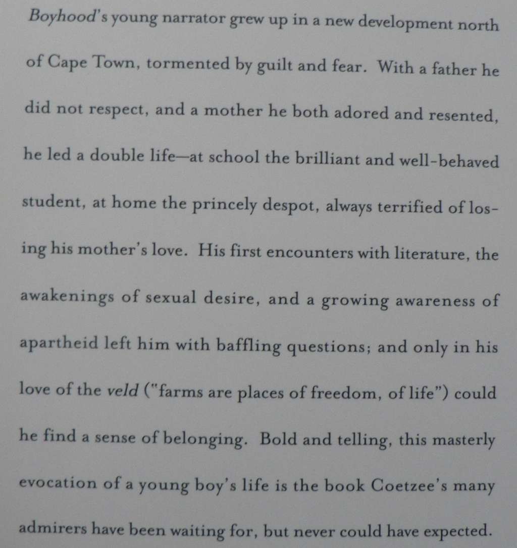 Boyhood by J.M. Coetzee (nice hardcover)