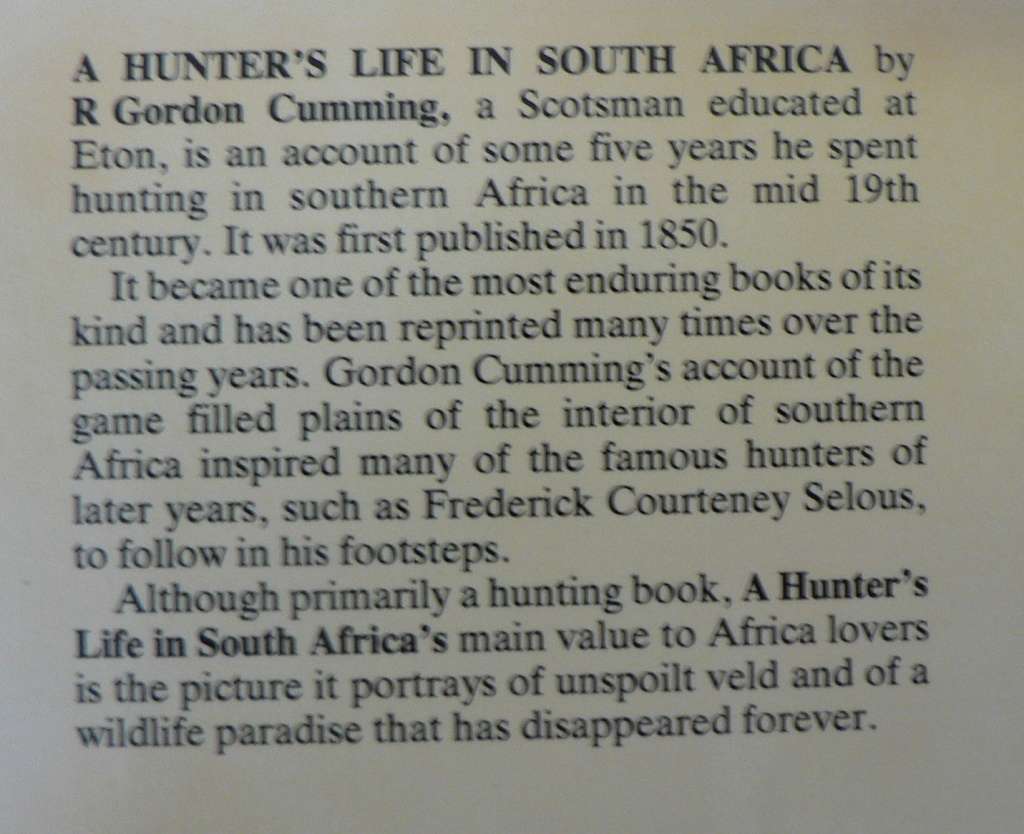 A Hunter`s life in South Africa by R. Gordon Cumming (hunting)