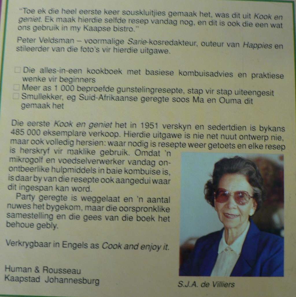 Kook en geniet deur S J A de Villiers
