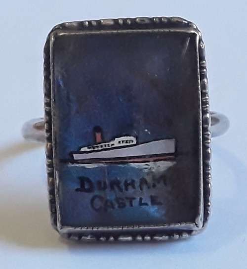 A vintage solid silver and enamel `Durham Castle` ring.