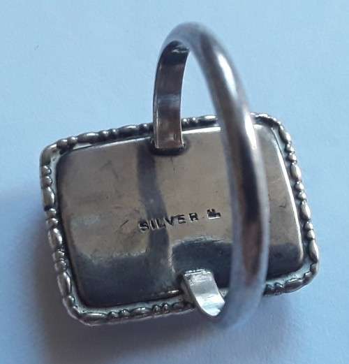 A vintage solid silver and enamel `Durham Castle` ring.