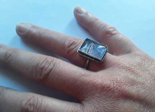 A vintage solid silver and enamel `Durham Castle` ring.