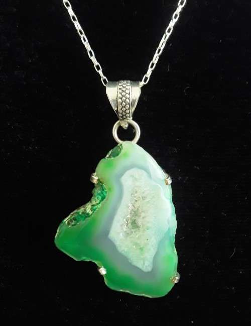 Sterling silver and natural jade pendant with 925 chain.  Stunning!!!