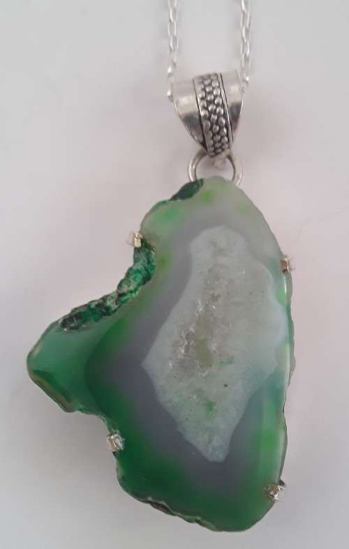 Sterling silver and natural jade pendant with 925 chain.  Stunning!!!