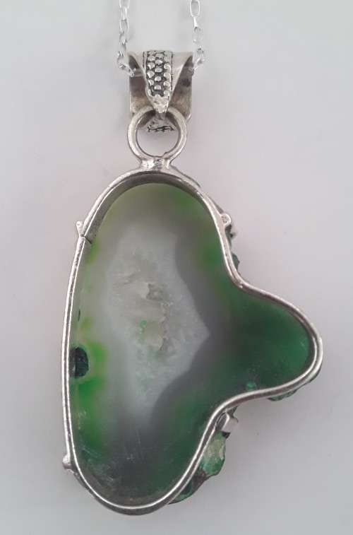 Sterling silver and natural jade pendant with 925 chain.  Stunning!!!