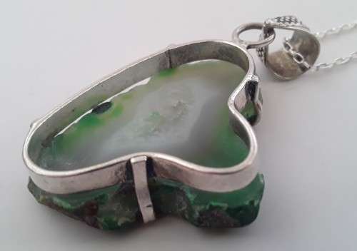 Sterling silver and natural jade pendant with 925 chain.  Stunning!!!