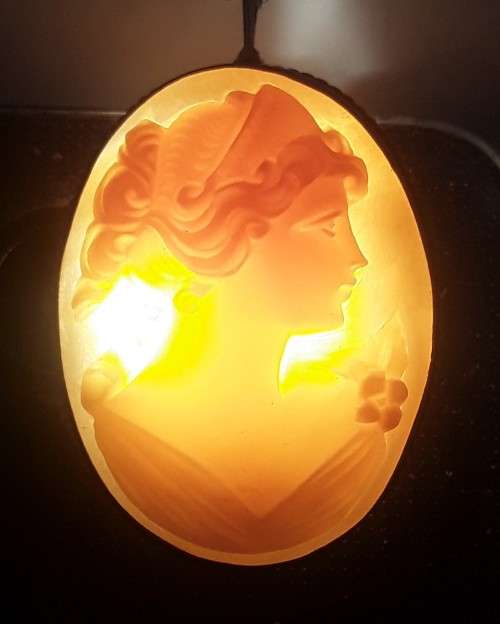 Beautiful 1920`s solid silver and cameo pendant / brooch.