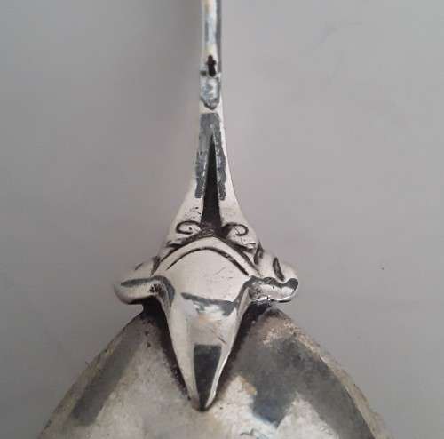 Early Dutch solid silver caddy spoon by Gebruder Niekerk.