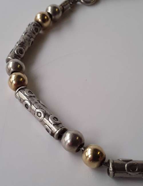 Vintage sterling silver bead bracelet. Stamped: 925