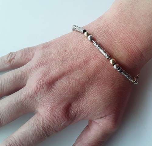 Vintage sterling silver bead bracelet. Stamped: 925