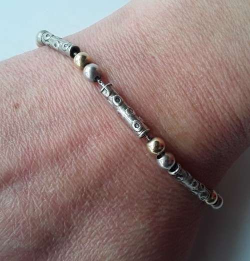 Vintage sterling silver bead bracelet. Stamped: 925