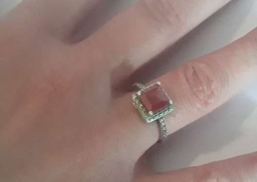 925 Sterling silver ring with beautiful burnt orange stone. Size: N