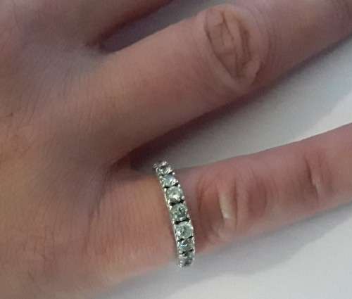 Solid sterling silver half eternity ring with clear stones