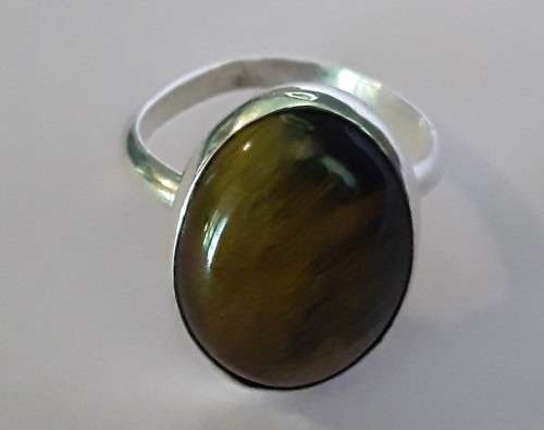 Silver ring with lovely large stone.  Adjustable band