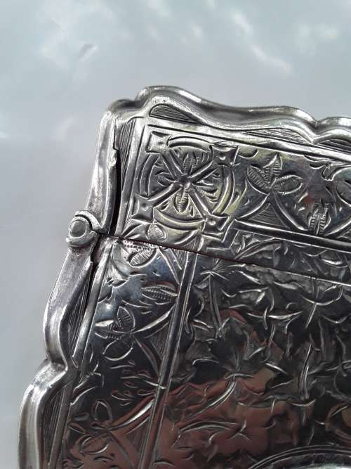 Superb antique hallmarked solid silver card case. Birmingham, 1890.  95mm /  59.7g