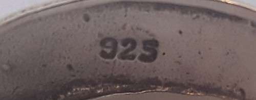 Solid sterling silver ring with three clear, faceted stones.  Size N.  4.6g