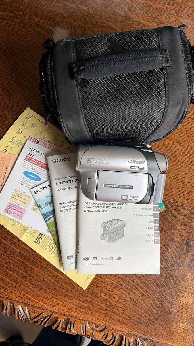 Sony Handy Cam in a Bag with Paperwork