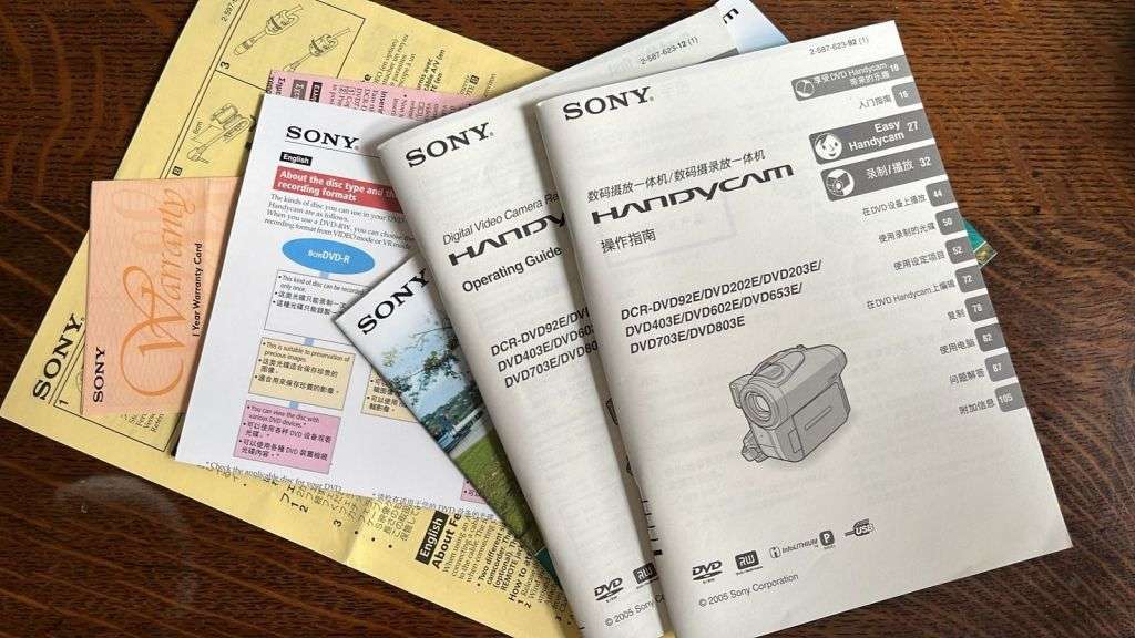 Sony Handy Cam in a Bag with Paperwork
