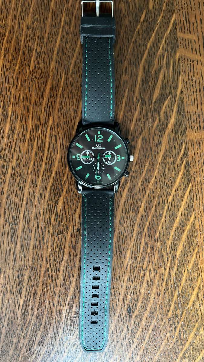 Fashion Watch - Black with Green, details below