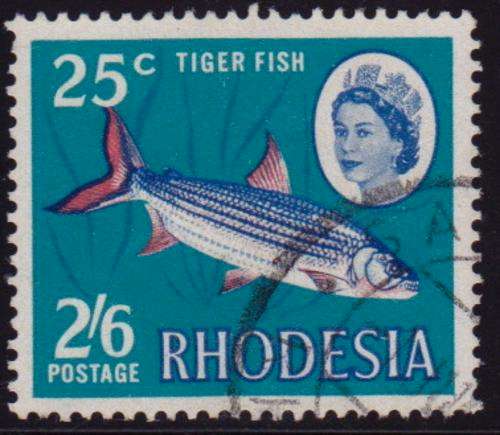 RHODESIA DUAL CURRENCY 25c/2/6 VERY FINE USED - ELUSIVE STAMP R450