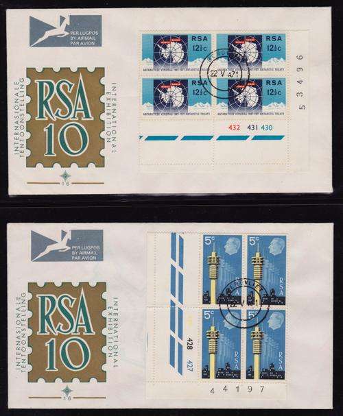 RARE RSA FDC'S #16 with CONTROL BLOCK OF EACH ON TWO COVERS