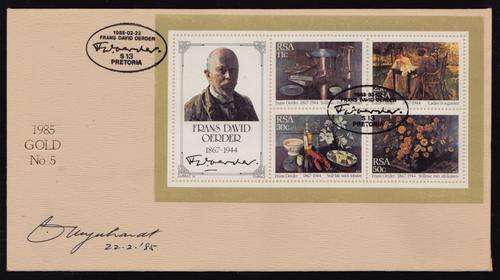 RARE SIGNED RSA GOLD FDC # 5 - #109 OUT OF ONLY 150 ISSUED - SIGNED BY STAMP DESIGNER 22.2.85