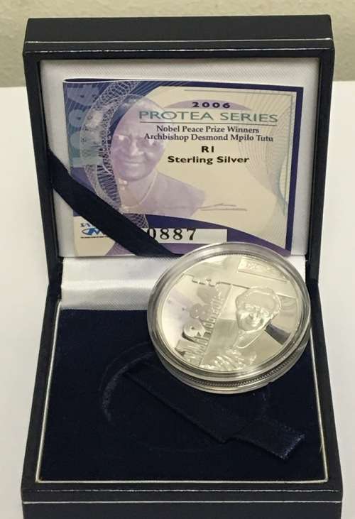 2006 PROTEA SERIES NOBEL PEACE PRIZE WINNERS ARCHBISHOP DESMOND TUTU R1.00 PROOF