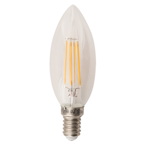 BULB 130 CANDLE LED FILAMENT 4W WARM WHITE E14 BRIGHT STAR