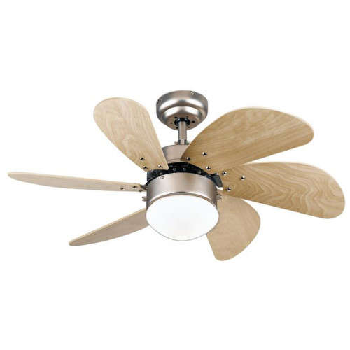 CEILING FAN 6 BLADES TURBO SWIRL 30" MAPLE WITH LIGHT SACO
