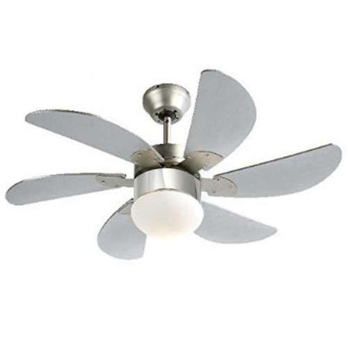 CEILING FAN 6 BLADES TURBO SWIRL 30" SILVER WITH LIGHT SACO