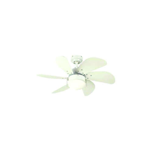 CEILING FAN 6 BLADES TURBO SWIRL 30" WHITE WITH LIGHT SACO
