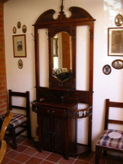 Hall Stand Kiaat (Teak) with bevelled mirror.