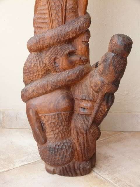 Zulu ethnic art statue carved in a dark hard wood.