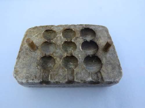 Marble Stone Block Musket Bullet Mould - Rare Vintage Handmade.