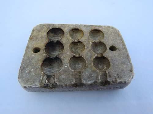 Marble Stone Block Musket Bullet Mould - Rare Vintage Handmade.