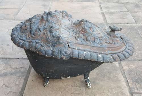 Antique Cast Iron Coal Scuttle, by JBA Godin (1817-1889).