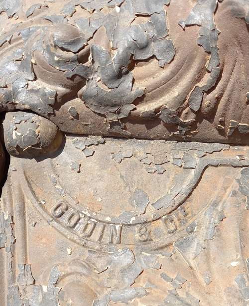 Antique Cast Iron Coal Scuttle, by JBA Godin (1817-1889).