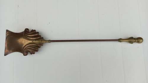 Antique Brass Fireside Companion Set with long decorative handles.