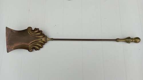 Antique Brass Fireside Companion Set with long decorative handles.