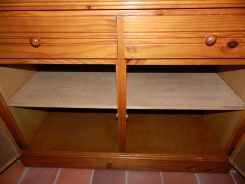 Welsh Dresser cupboard, Oregon pine stained, Solid wooden sideboard.