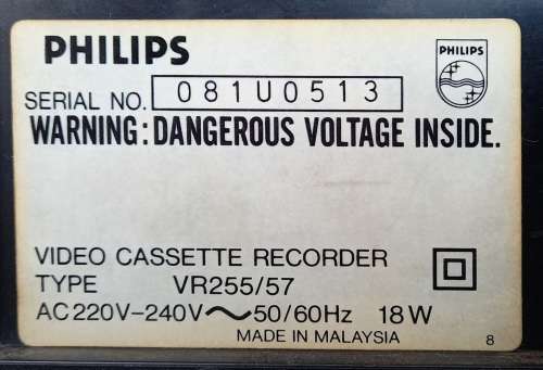 VHS Video Machine Philips VR 255 with turbo drive.