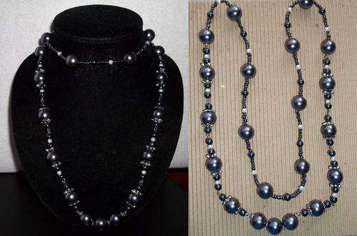 Blue Beaded Necklace-40cm