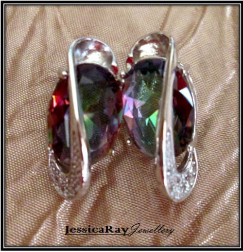 CZ Mystic Topaz and Silver Studs-"Spring Fashion"