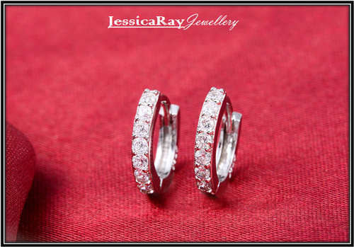 CZ Studded Silver (S 925) Sleeper Earrings