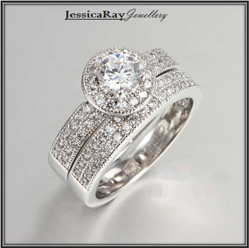 Silver 'Wedding Set' with Cubic Zirconia Main Stone - USA SIZE 6